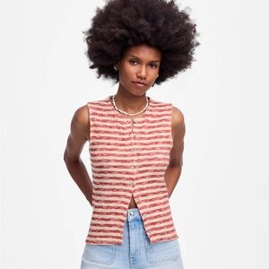Madewell Crewneck Sweater Vest in Festival Red Stripe